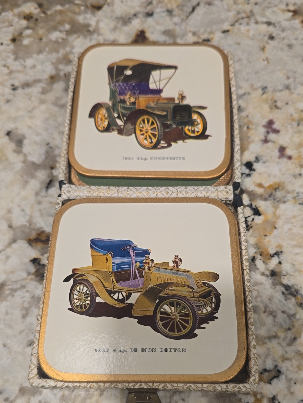 Win-el-ware Vintage Model Car Coasters Made In England With Case